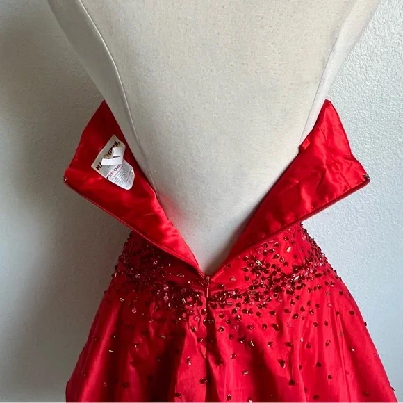 NWT MayQueen Couture USA MQ578 Red Strapless Sparkly Mini Prom Dress - Size 16 - Picture 11 of 15